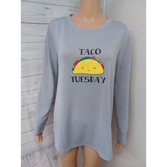 Franky & Johnny Taco Tuesday Gray Shirt Long Sleeve Size M NWT - Picture 1 of 10